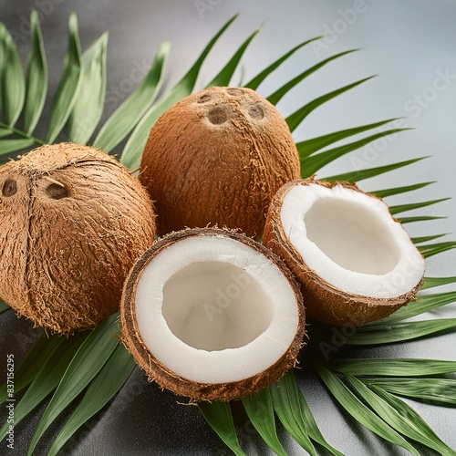 coconut on a green background