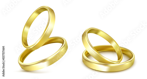 vector gold wedding rings isolated on white