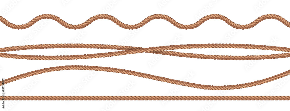 collection of various ropes string on white background. Vector illustration collection of various ropes string on white background. Vector illustration