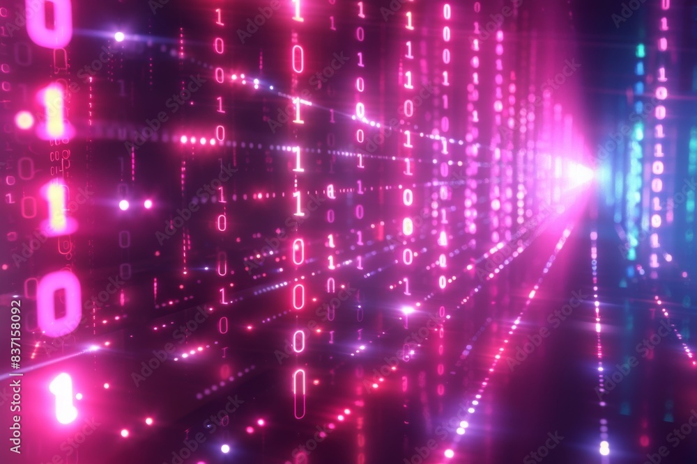 Obraz premium Digital Binary Technology Background created with Generative AI