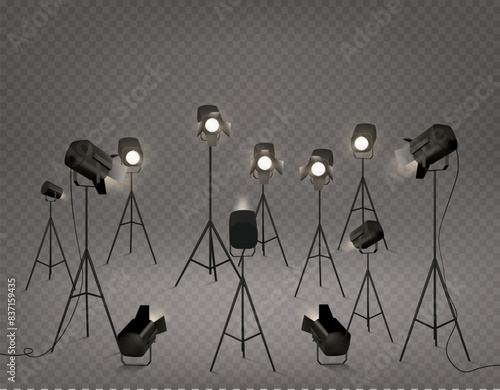 Spotlights realistic. Vector illustration