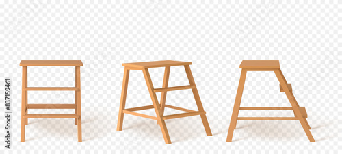 Realistic Detailed 3d Wooden Stairs. Vector illustration