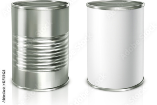 Metallic Tin Cans. Vector illustration