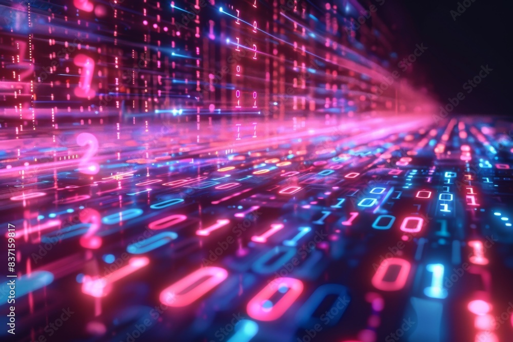 Obraz premium Digital Binary Technology Background created with Generative AI