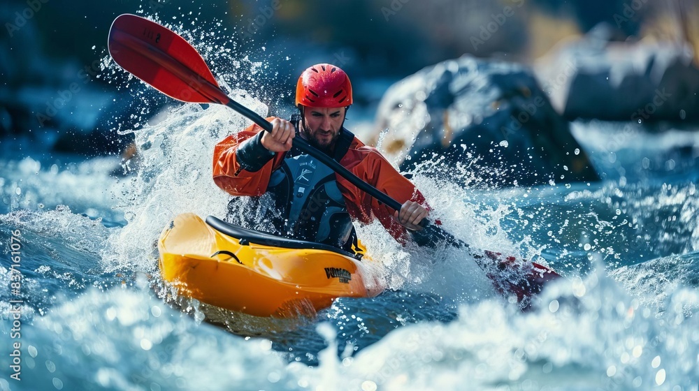 extreme kayaking adventure on turbulent river rapids action sports photography extreme kayaking adventure on turbulent river rapids action sports photography
