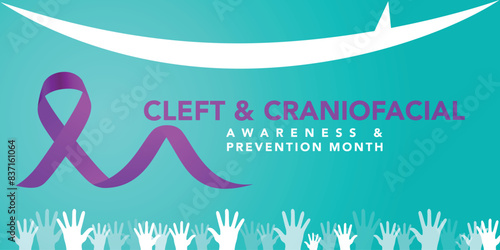 National Cleft and Craniofacial Awareness and Prevention Month background, banner, poster and card design template celebrated in July. they birth defects that occur when a baby's lip or mouth