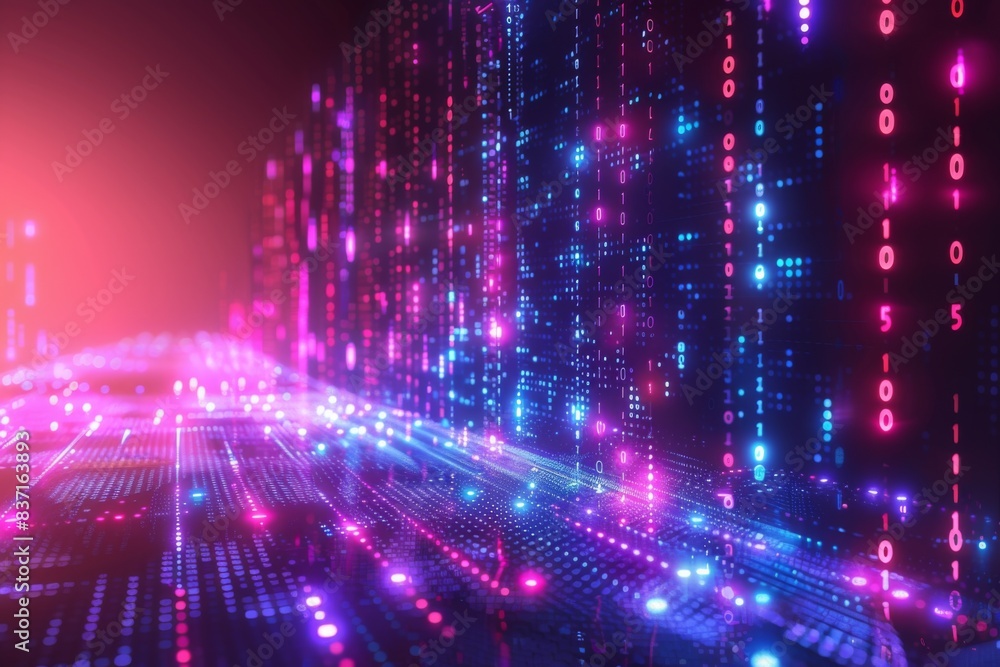 Digital Binary Technology Background created with Generative AI Digital Binary Technology Background created with Generative AI
