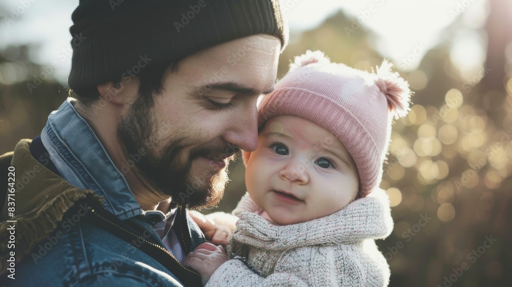 Obraz premium Stylish Fatherhood Moments Generative AI