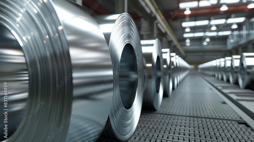 industrial steel manufacturing rolls of sheet metal in factory photorealistic 3d rendering industrial steel manufacturing rolls of sheet metal in factory photorealistic 3d rendering