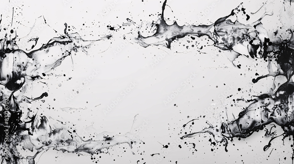 Obraz premium Hand-drawn ink splatters forming an artistic frame for a message on equal rights