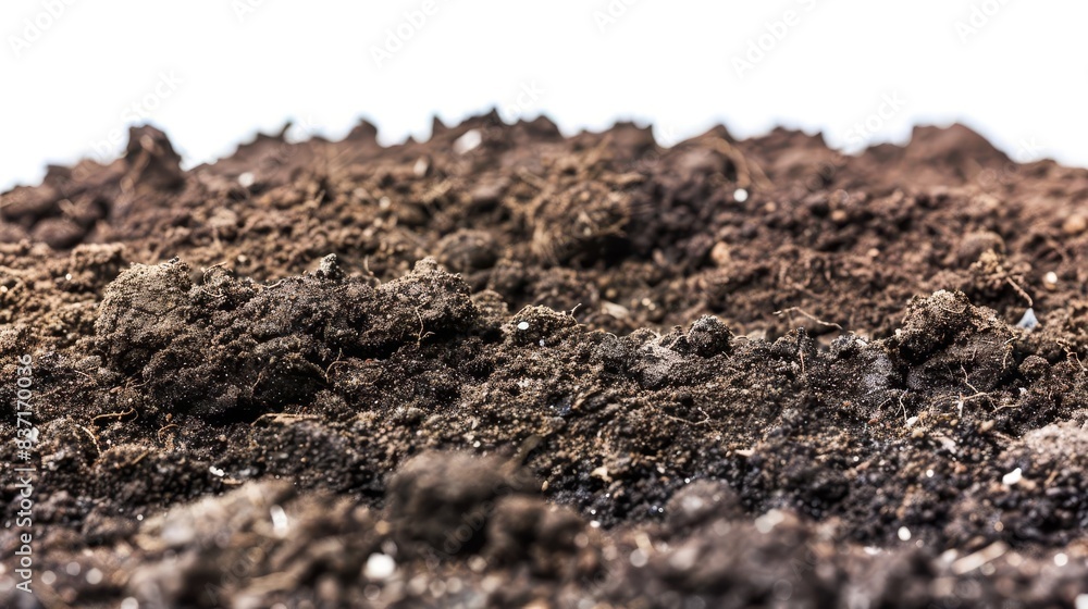 nutrientrich soil pile isolated on white macro photography nutrientrich soil pile isolated on white macro photography
