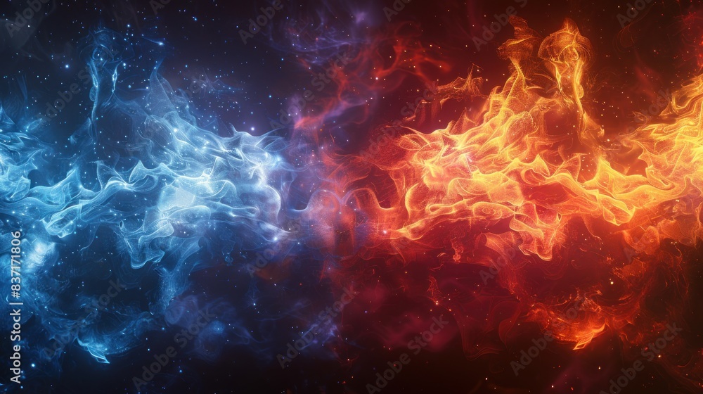 Fototapeta premium Blue and red fire