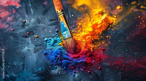 Energy and color collide, a paintbrush orchestrating an abstract texture. photo