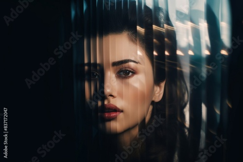 portrait of female through glass