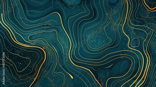 Luxury Gold Abstract Line Art Background. Mountain Topographic Map with Golden Lines for Wallpaper, Fabric, Packaging, Web, and More