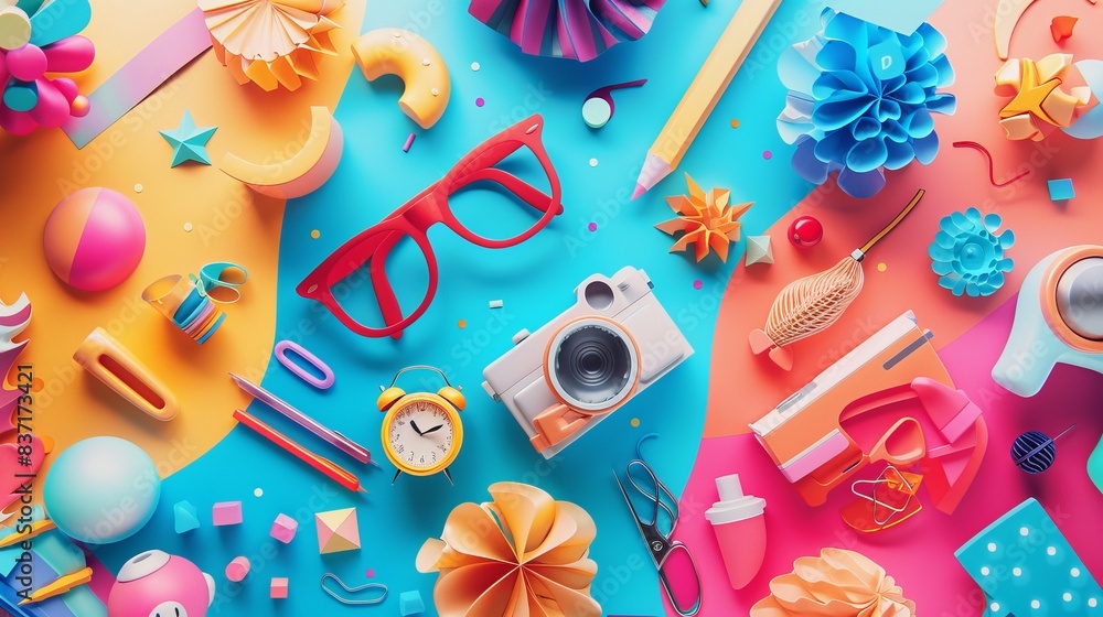 A playful yet organized desk scene where vibrant colors and design supplies spark artistic flair. A playful yet organized desk scene where vibrant colors and design supplies spark artistic flair.
