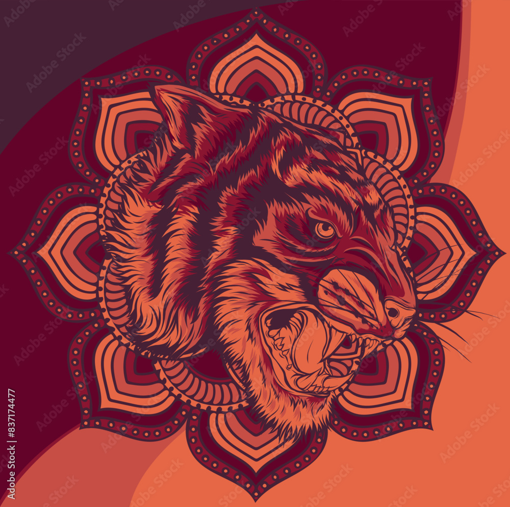 Colorful Tiger Head mandala arts isolated on white background Colorful Tiger Head mandala arts isolated on white background