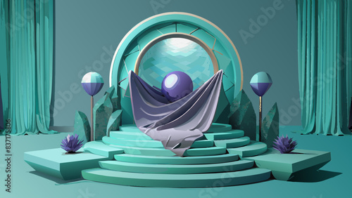 Futuristic Abstract Art Installation with Geometric Shapes