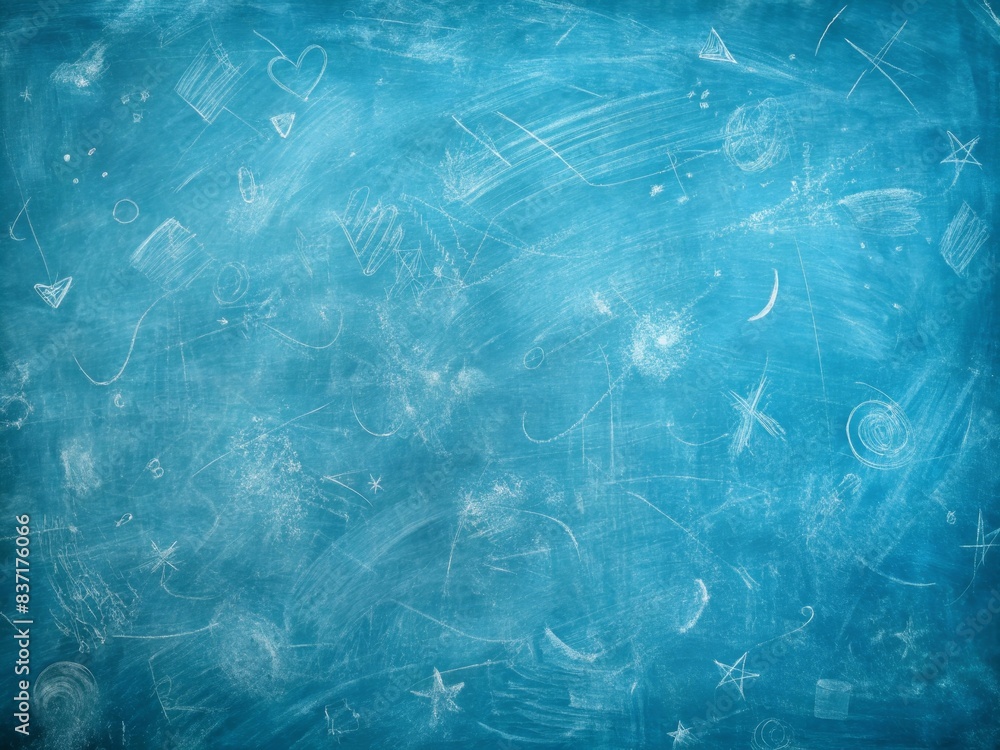 Abstract blue chalkboard background with random scribbles and scratches , blue, chalkboard, abstract, background, texture, doodle, scratches, marks, design, school, education, creative