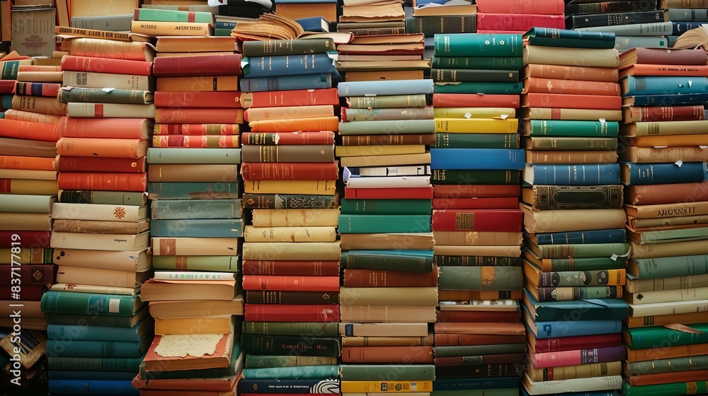 towering stack of colorful books abundance of knowledge and organization conceptual still life towering stack of colorful books abundance of knowledge and organization conceptual still life
