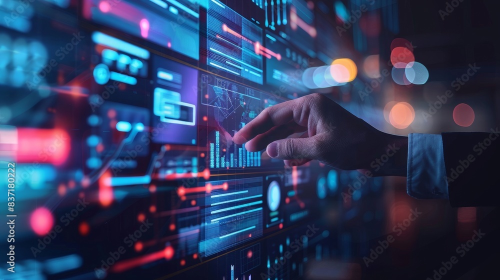 Seamless interaction with a data-driven digital interface, featuring real-time monitoring and analytics. Seamless interaction with a data-driven digital interface, featuring real-time monitoring and analytics.