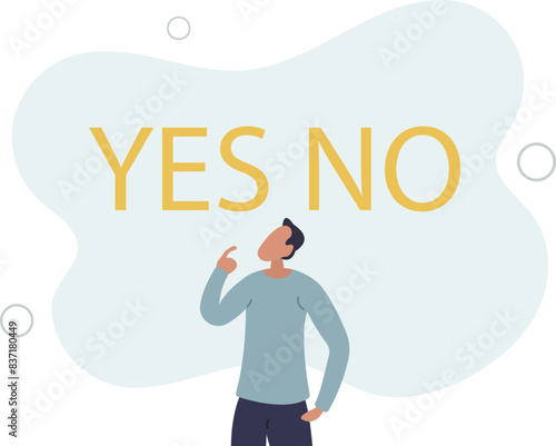 rational businessman thinking and make decision for business or career question.flat vector illustration.