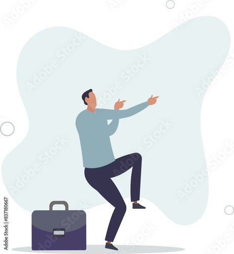 Success businessman winning competition, achieve goal or business winner,flat vector illustration.