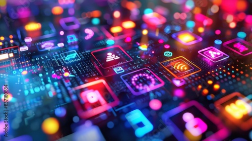 Futuristic circuitry with radiant colors depicting high-speed computing.