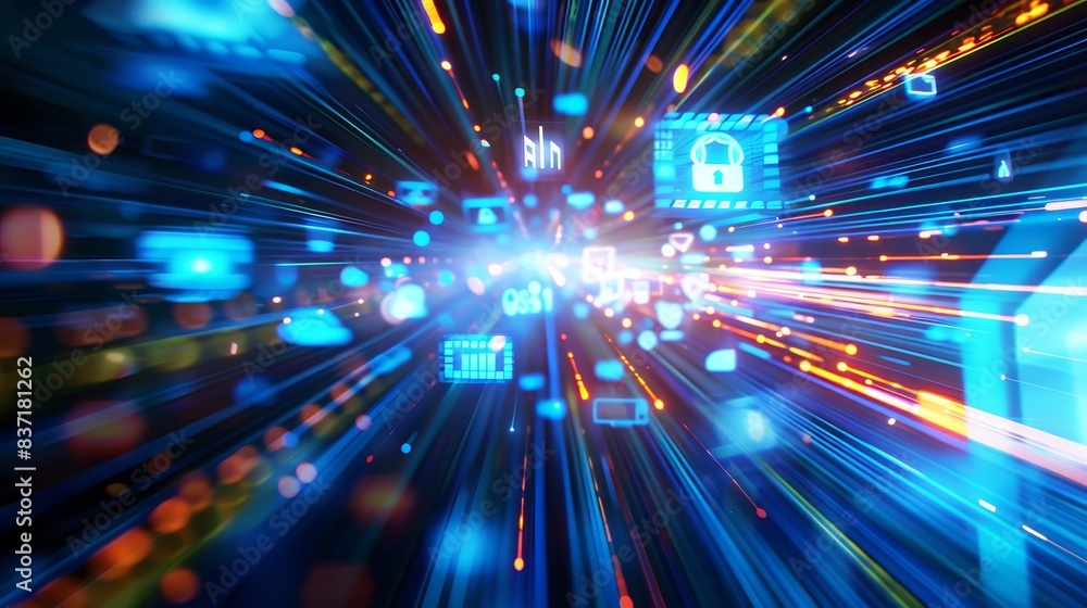 The art of digital protection is rendered in streams of glowing cybersecurity elements. The art of digital protection is rendered in streams of glowing cybersecurity elements.