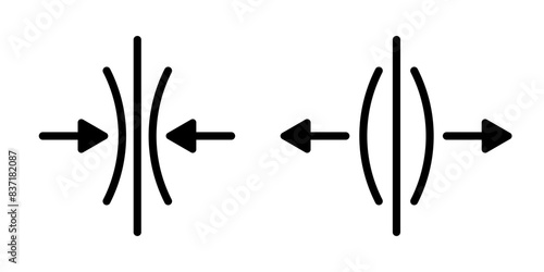 Elasticity, compress and pressure, stretching and expansion, resilience material icon sign – vector