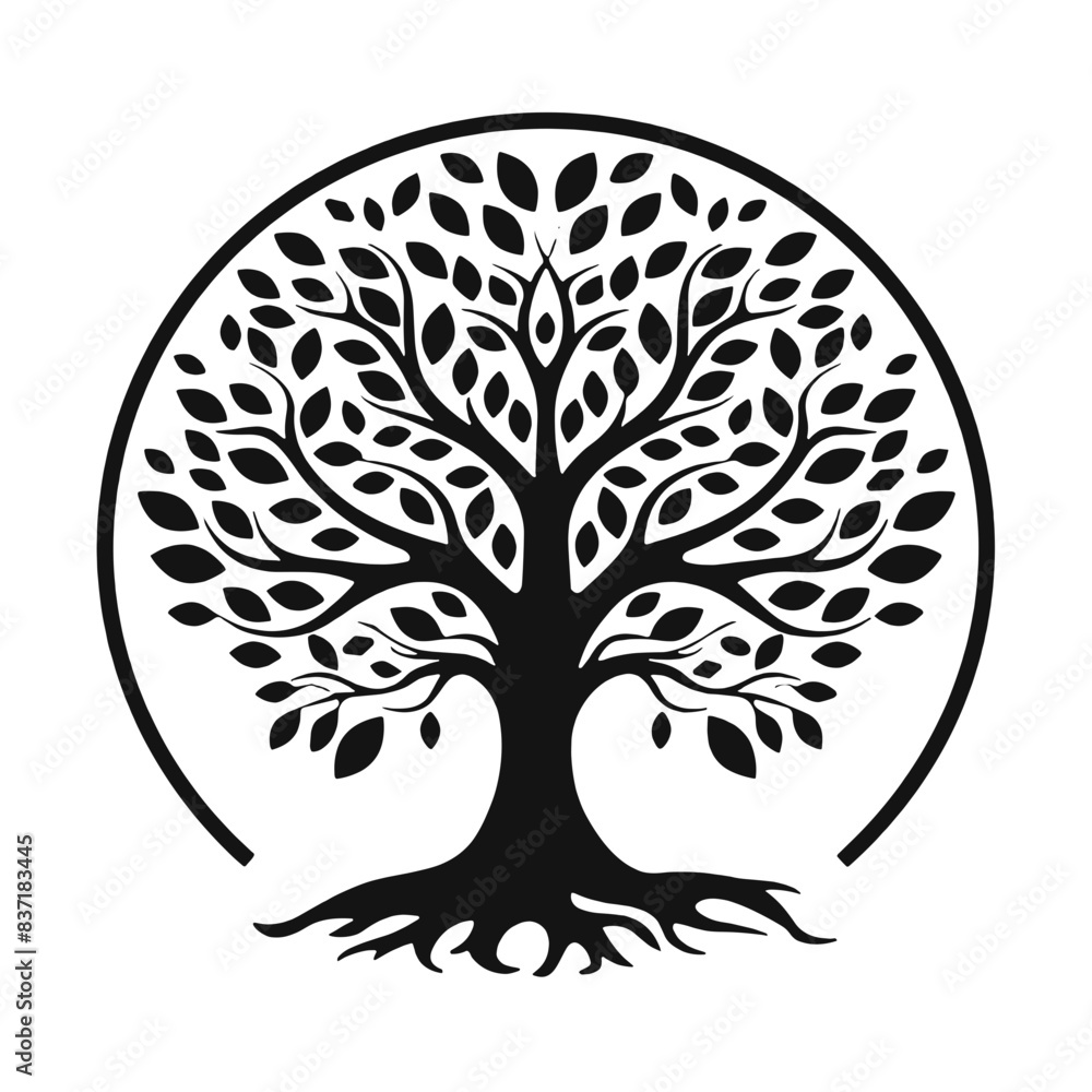Fototapeta premium Minimalist Tree of Life Silhouette.