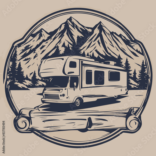 Engraved style logo for rv business 
