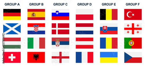 Flags of the teams participating in the football championship 2024