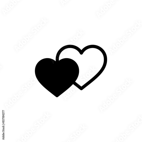 double hearts icon, two hearts icon symbol sign. favorite heart icon button. save or add to favorites icon, like love symbol. web vector icon