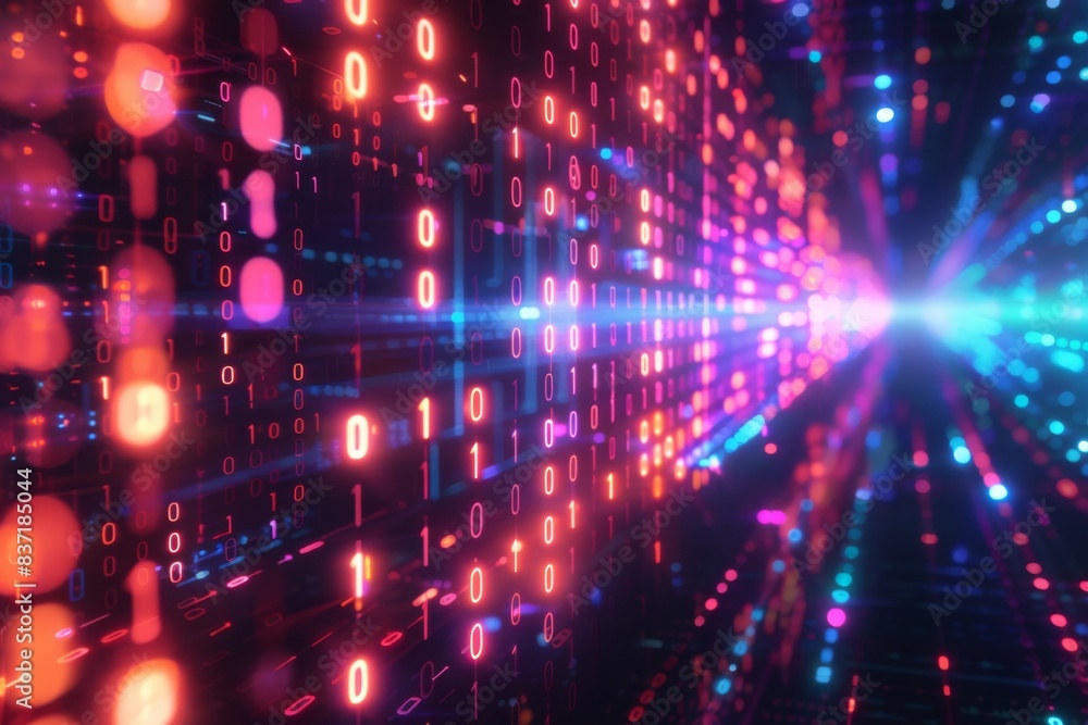 Obraz premium Digital Binary Technology Background created with Generative AI