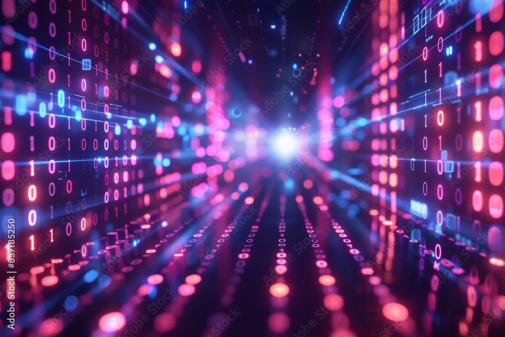Obraz premium Digital Binary Technology Background created with Generative AI