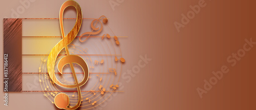musical notes with a plain background and space for text