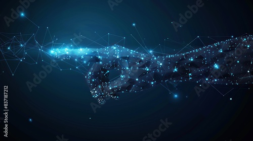 Abstract Digital Human Hand Touching on Glowing Dot photo