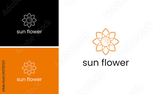 yellow sunflower vector logo design