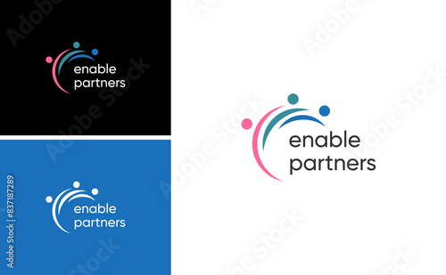 enable human partner logo. team leader collaboration vector idea. human teamwork template photo