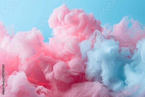 Abstract fluffy pastelcolored cotton candy showcased against a softhued background