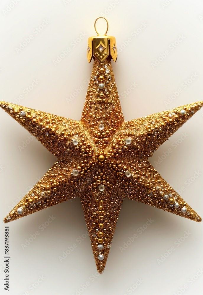 Golden Christmas Star isolated on white Background. Top View Close-Up Gold Star render (isolated on white and clipping path) Golden Christmas Star isolated on white Background. Top View Close-Up Gold Star render (isolated on white and clipping path)