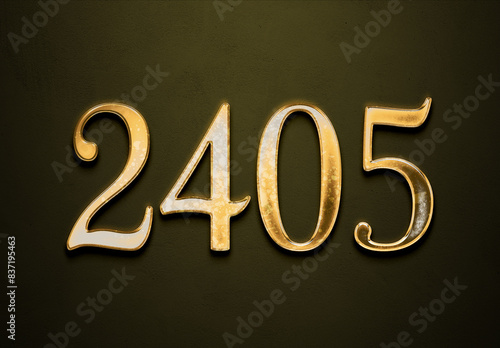 Old gold effect of 2405 number with 3D glossy style Mockup. 