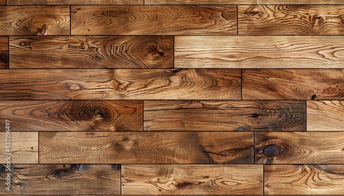 Rustic Wooden Floor Texture with Natural Grain Patterns and Warm Brown Tones for Interior Design and Background Use