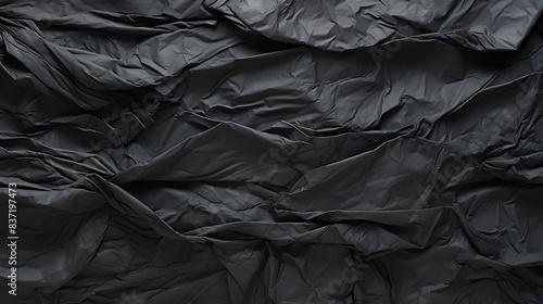 Crinkled black paper texture with highlighted creases