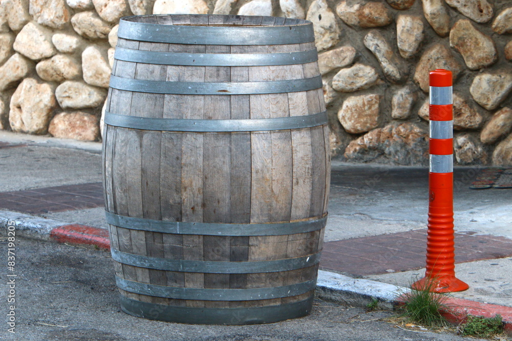 Two hundred -liter barrel for storing and transporting liquids. Two hundred -liter barrel for storing and transporting liquids.