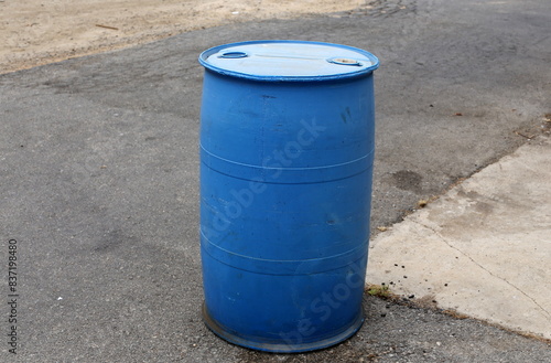 Two hundred -liter barrel for storing and transporting liquids. © shimon