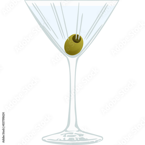 martini with an olive in the glass clip art