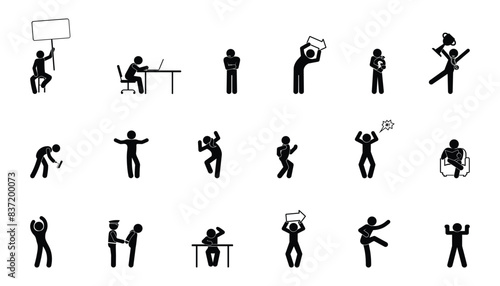 man icon, stick figure stickman, isolated vector symbol