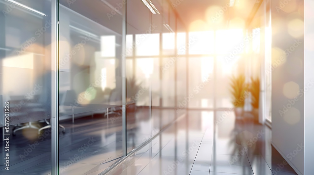 Blurry bright glass wall in the modern office with sunlight Blurry bright glass wall in the modern office with sunlight